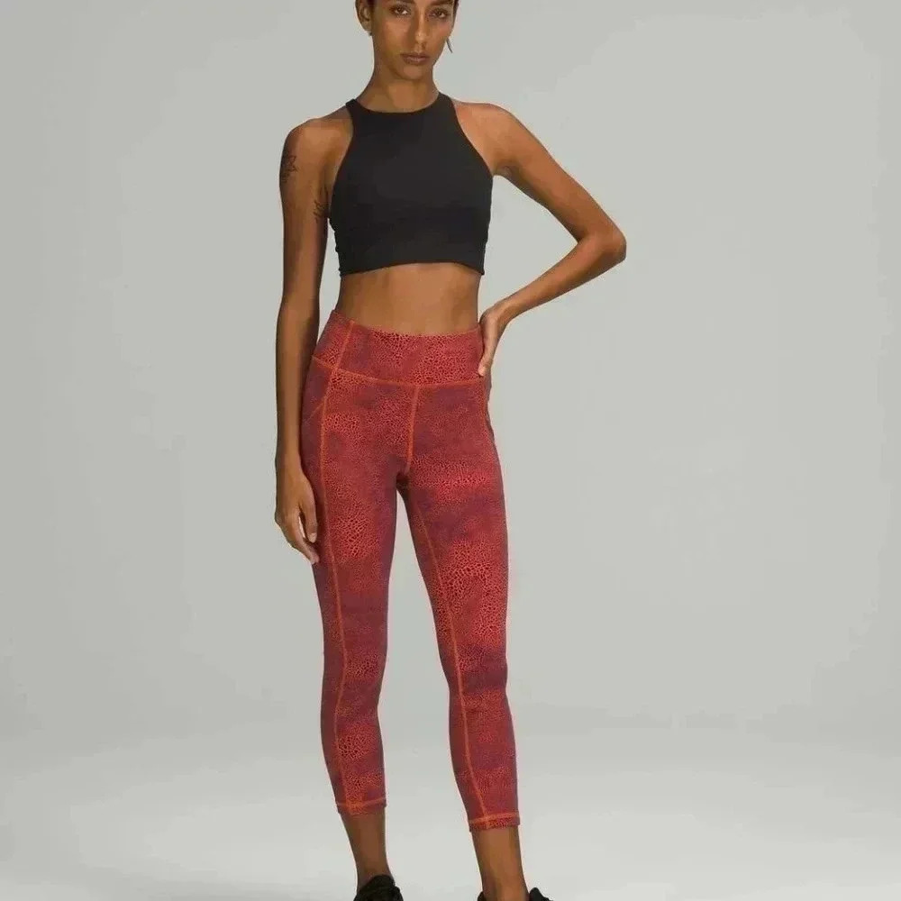 Lululemon Invigorate High-Rise Crop 23"Crackle Glaze Vintage Orange Lark…